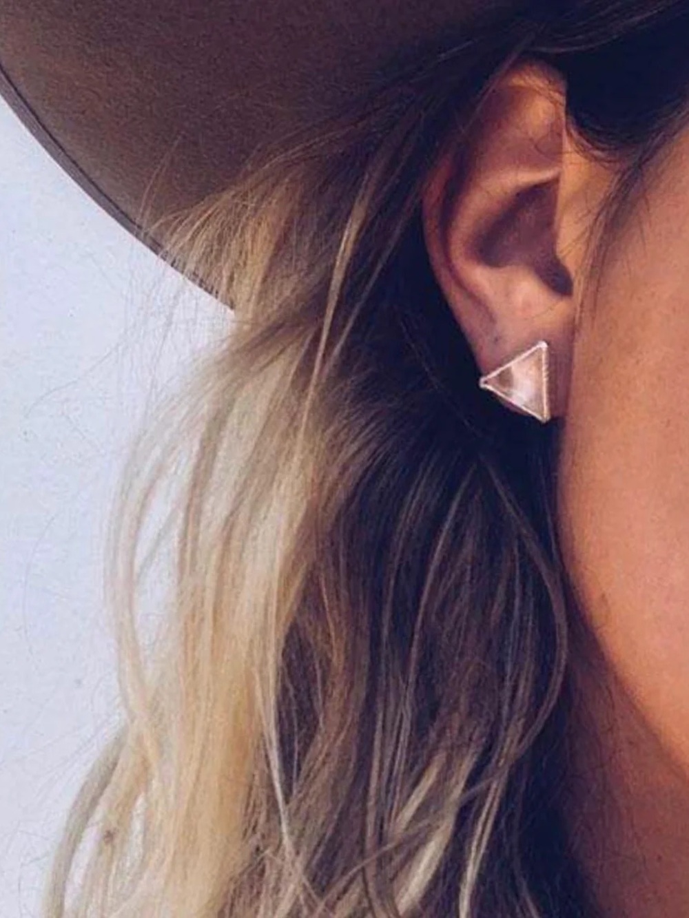 Bahgsu Jewels Grand Pyramid Studs with Rose Quartz